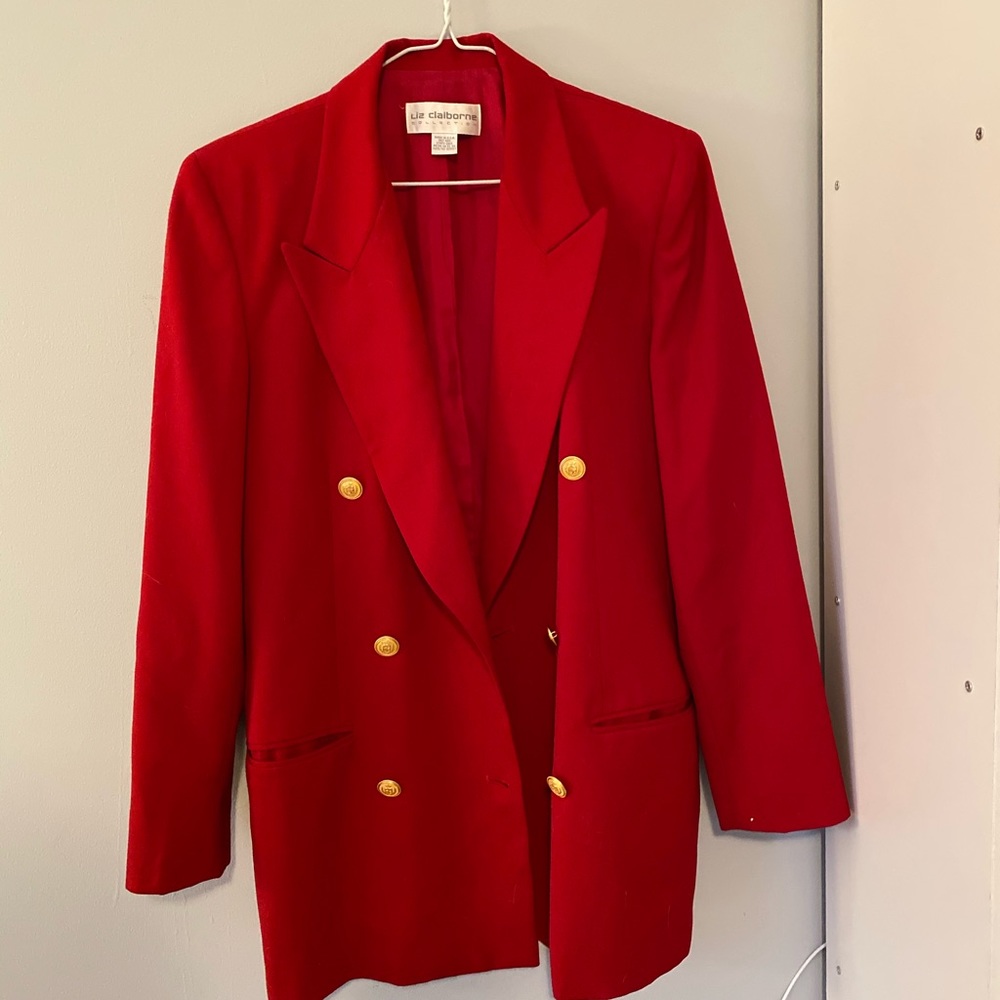 Liz Claiborne Red Blazer with Gold Buttons